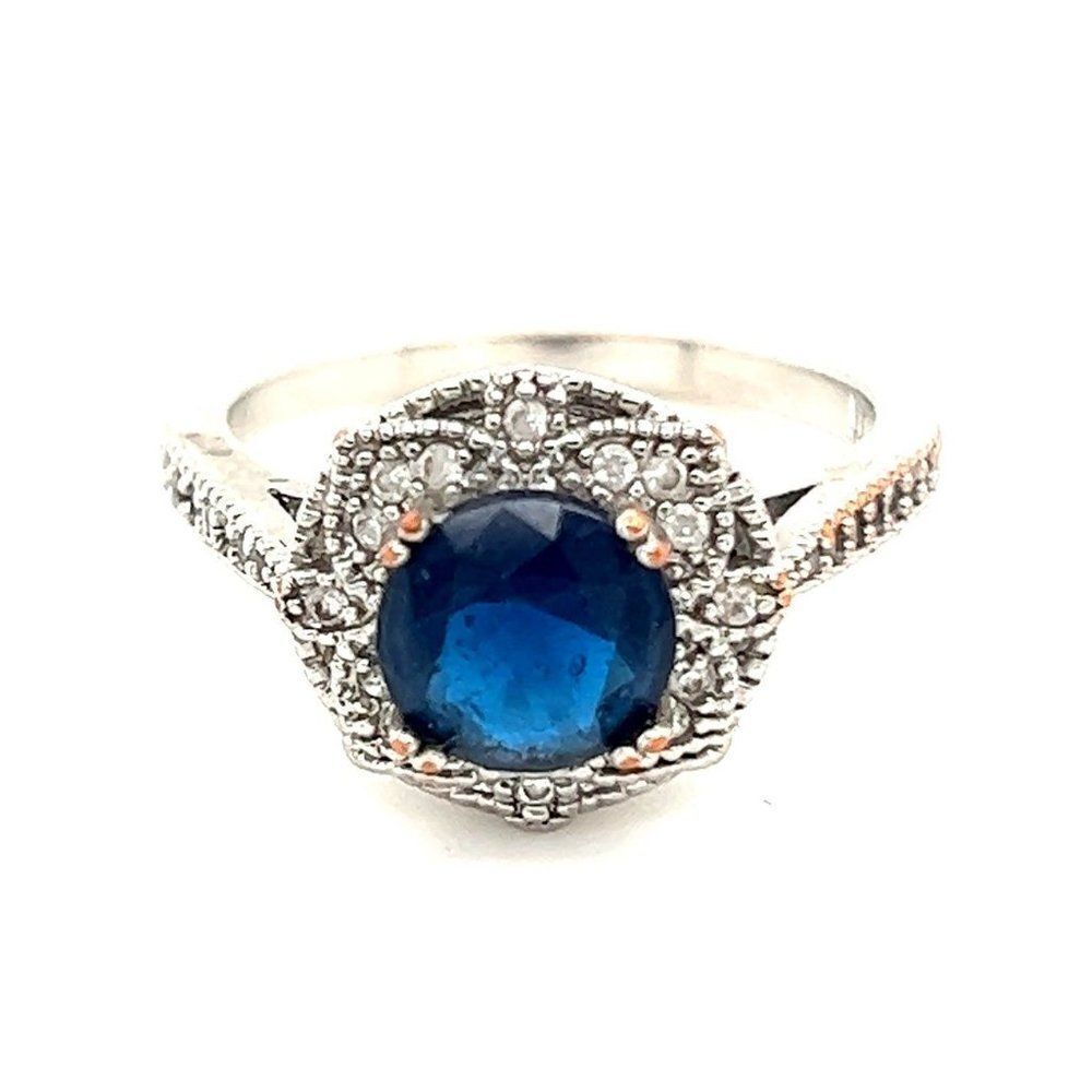 Sterling Silver 925 Retro Vibe Sapphire Ring‎
